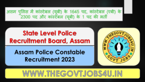 Assam Police Constable Online Form 2023