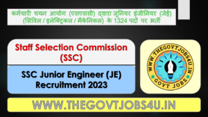 SSC Junior Engineer (JE) Online Form 2023