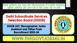 DSSSB LDC Stenographer Junior Assistant and Other Posts Online Form 2024