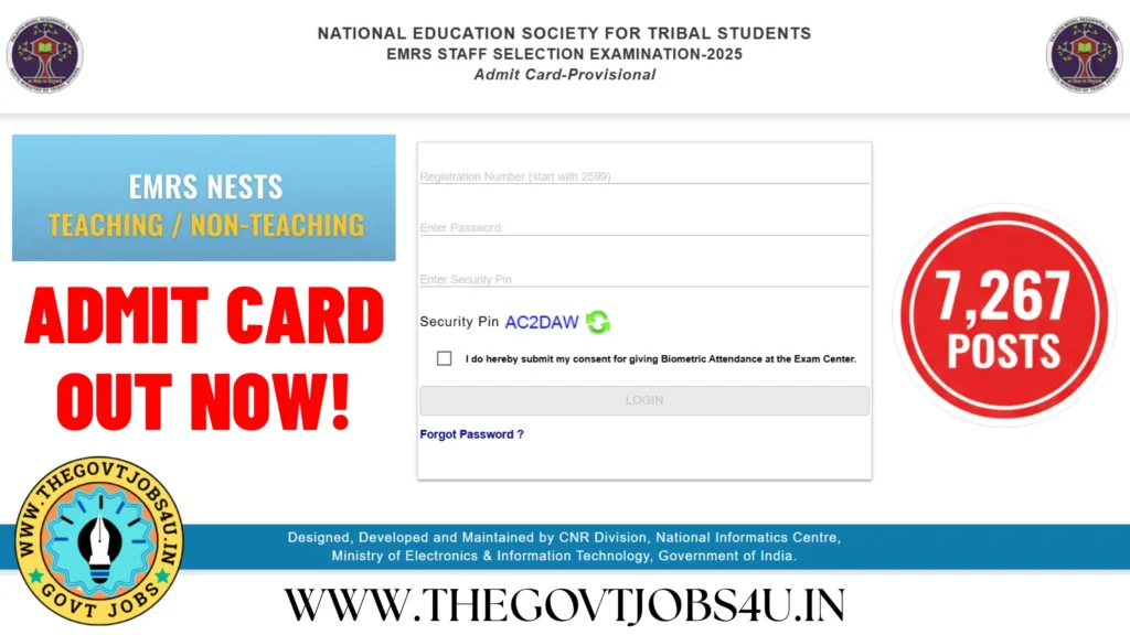 EMRS Teaching & Non Teaching Admit Card 2025