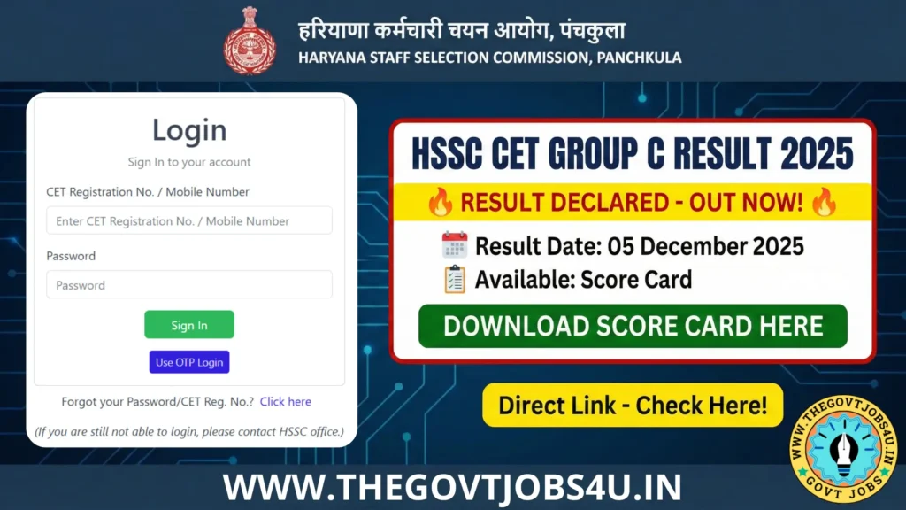 HSSC CET Group C Result 2025